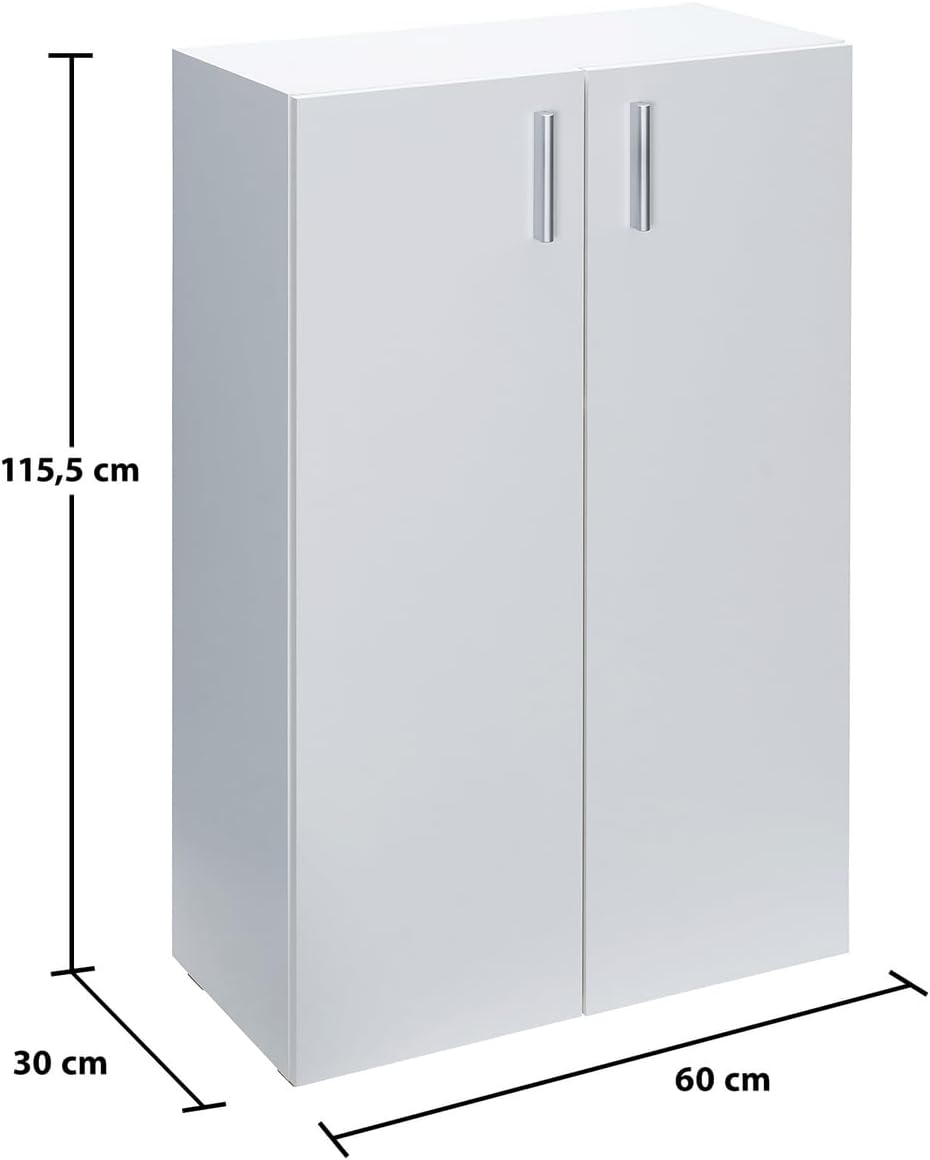 Casaria® Kommode mit 2 Türen 115,5x60x30cm Holz Modern höhenverstellbarer Einlegeboden Schlafzimmer Büro Flur Mehrzweckschrank Aktenschrank Schrank Weiß — Ansicht 3