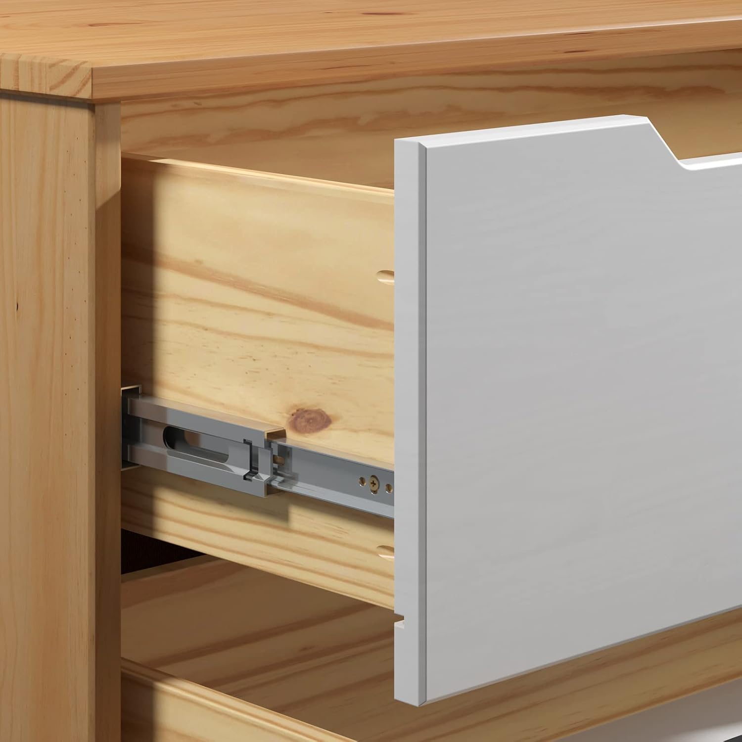 Casaria® Kommode mit 3 Schubladen Tür 96x40x79cm FSC®- Zertifiziert Kiefer Massiv Natur Holz Wohnzimmer Esszimmer Diele Möbel Sideboard Anrichte Schrank — Ansicht 6
