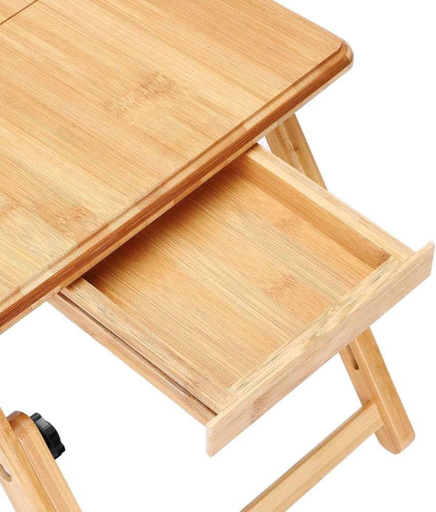 CASARIA® Laptoptisch Höhenverstellbar Holz 2er Set 5-Fach Neigbar inkl. Schublade Lüftungslöcher Bambus Laptop Notebook Ständer Bett Couch Sofa Tisch — Ansicht 5