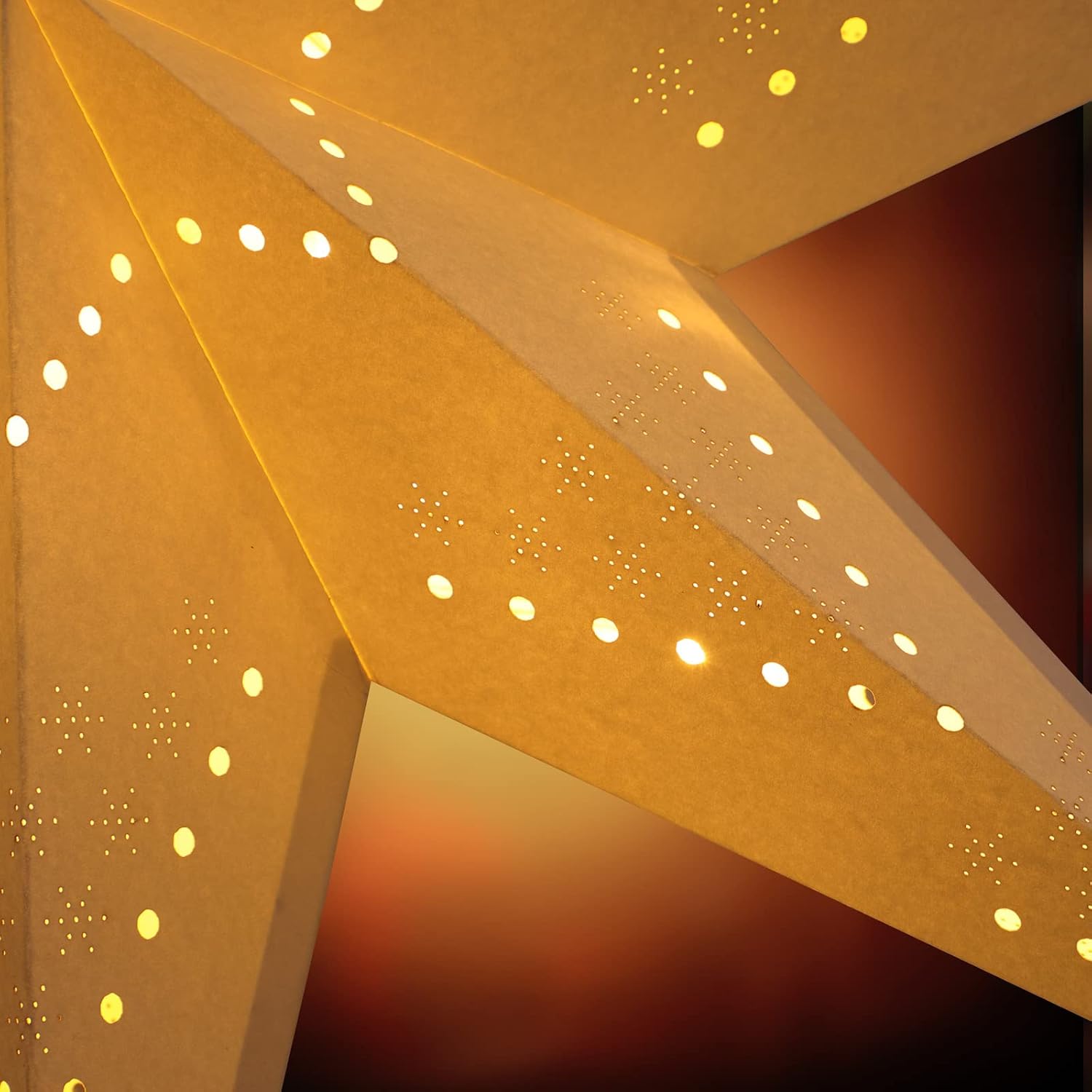 CASARIA® LED Weihnachtsstern Beleuchtet 60 cm Batterie Fenster Innen Weihnachtsdeko Weihnachten Fensterdeko Leuchtstern Dekostern Papierstern Weiß — Ansicht 4