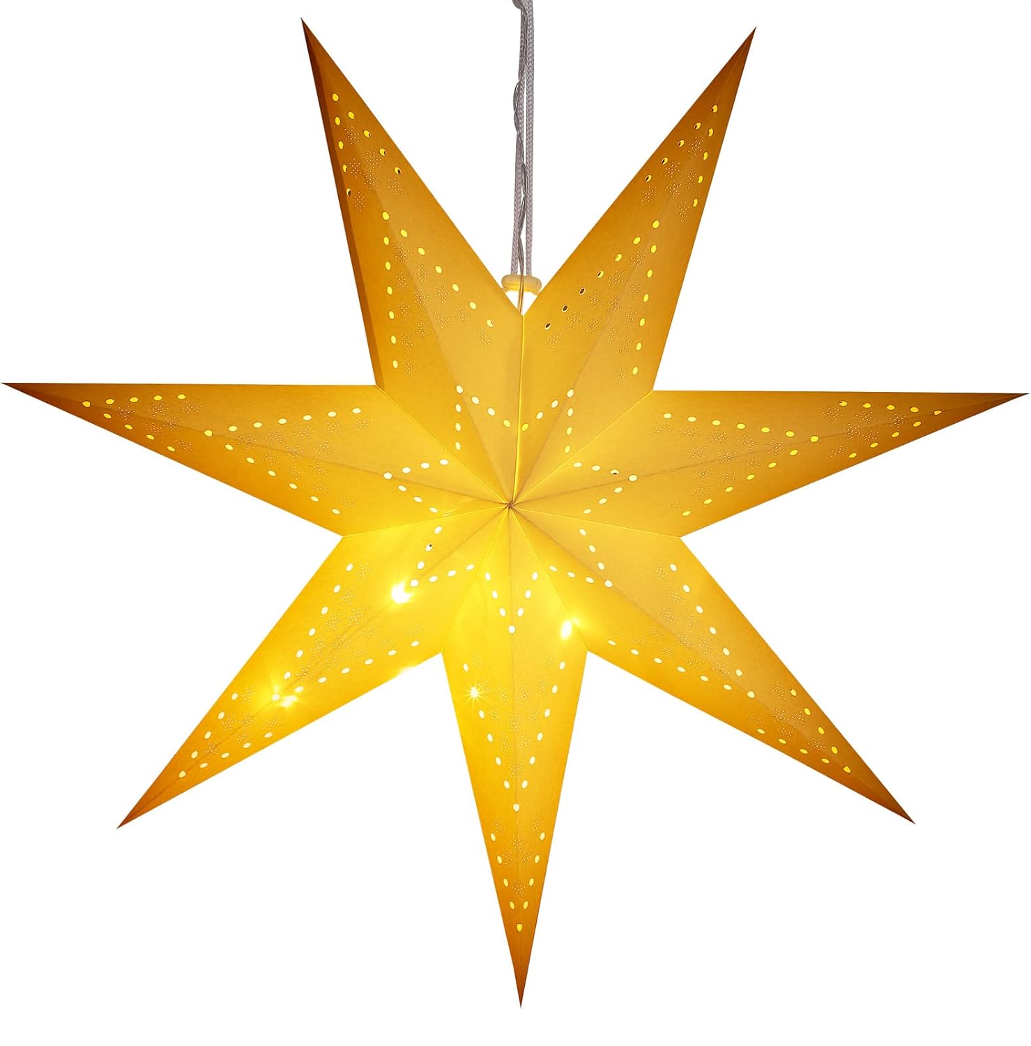 CASARIA® LED Weihnachtsstern Beleuchtet 60 cm Batterie Fenster Innen Weihnachtsdeko Weihnachten Fensterdeko Leuchtstern Dekostern Papierstern Weiß