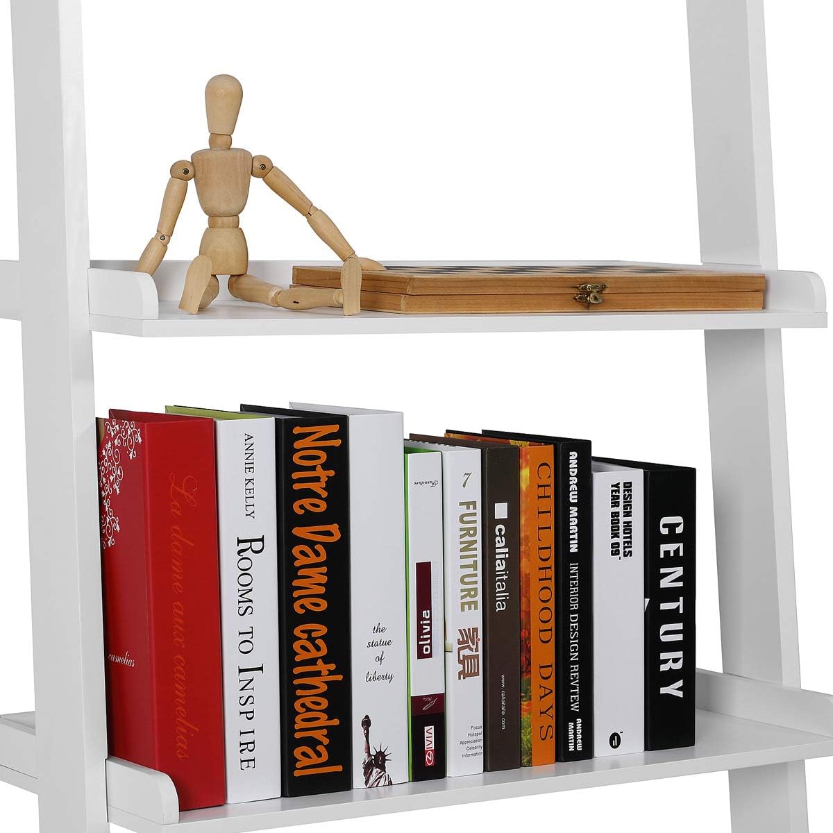 Casaria® Leiterregal Weiß 180x65cm 5 Ebenen je 10kg Belastbarkeit Holz Groß Deko Blumen Bücher Badezimmer Wohnzimmer Küche Standregal Bücherregal Regal — Ansicht 4