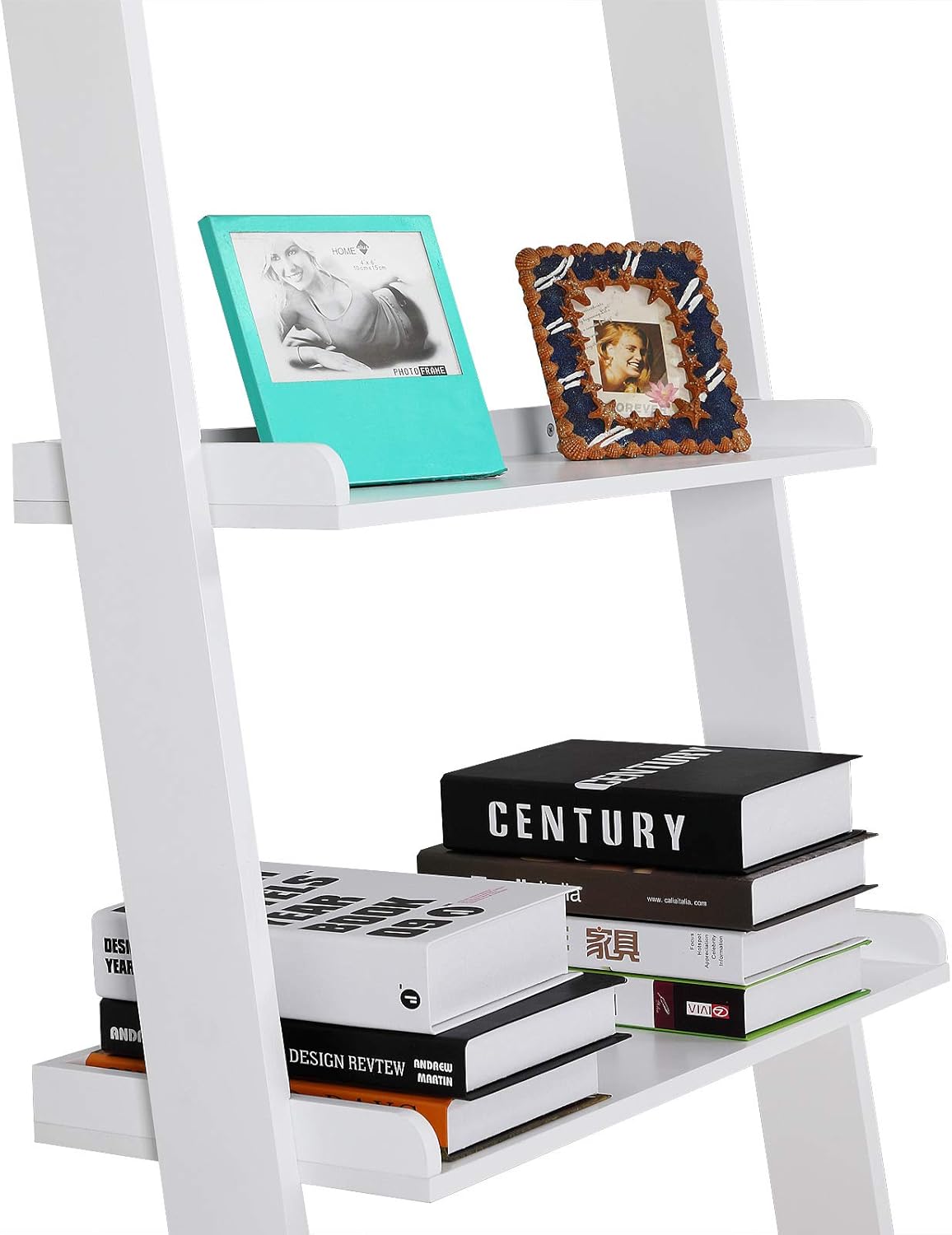 Casaria® Leiterregal Weiß 180x65cm 5 Ebenen je 10kg Belastbarkeit Holz Groß Deko Blumen Bücher Badezimmer Wohnzimmer Küche Standregal Bücherregal Regal — Ansicht 5
