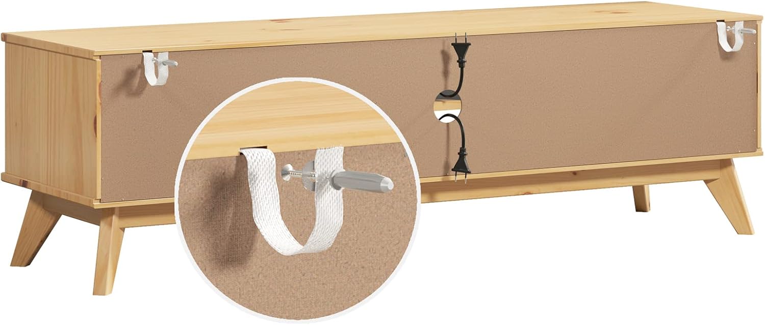 Casaria® Lowboard 140x42x40cm FSC®- Zertifiziert 4 Schubladen 2 Fächer Kiefer Massiv Natur Holz Wohnzimmer Flur TV Schrank Board Fernsehtisch Möbel Weiß — Ansicht 6