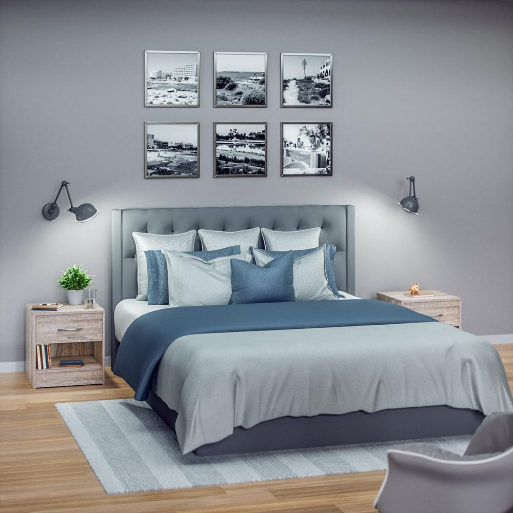 Casaria® Nachttisch 2er Set mit Schublade & Ablagefach Holz Eiche 41x39x28 cm, Nachtschrank Schlafzimmer Bett Nachtkästchen, Moderne Kommode, einfache Montage — Ansicht 2