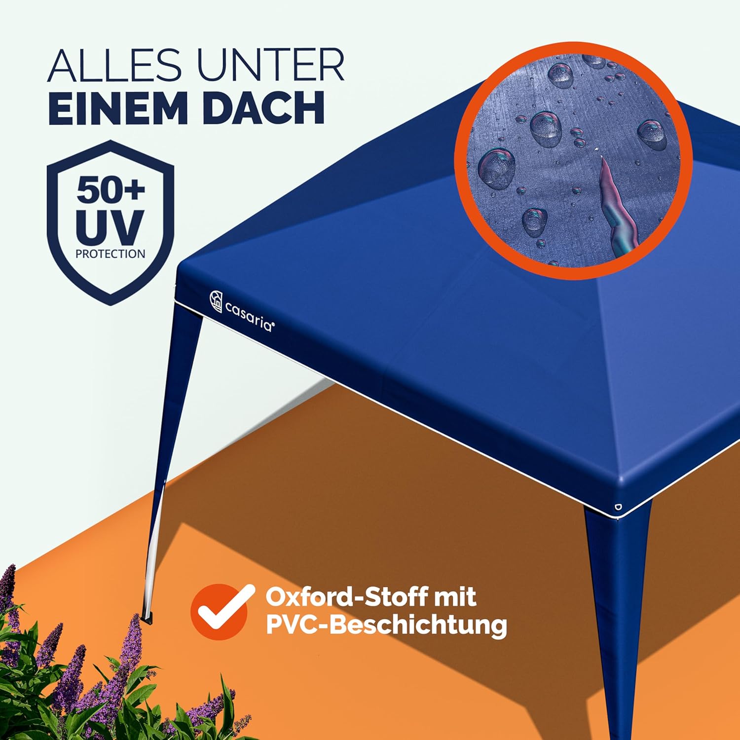 CASARIA® Pavillon Capri 3x3m Pop-Up UV-Schutz 50+ Wasserdicht Winterfest mit Tasche Faltbar Stabil Camping Garten Faltpavillon Partyzelt Blau — Ansicht 6