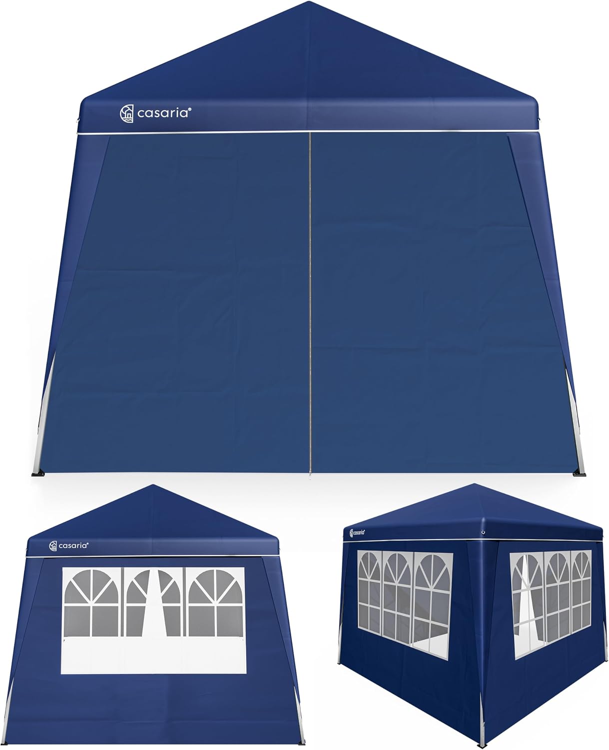 CASARIA® Pavillon Pop-Up 3x3m inkl. 4X Seitenteile Farbauswahl UV-Schutz 50+ inkl. Tasche wasserdicht faltbar Faltpavillon Zelt Festival Capri Blau