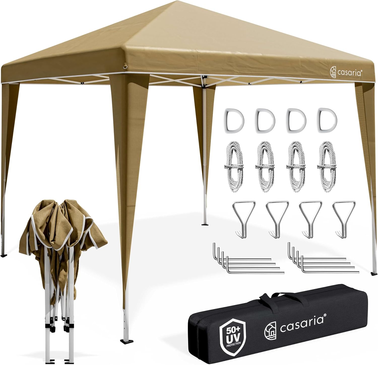 CASARIA® Pavillon Pop-Up 3x3m UV-Schutz 50+ Wasserdicht Winterfest mit Tasche Faltbar Stabil Camping Garten Faltpavillon Partyzelt Creme