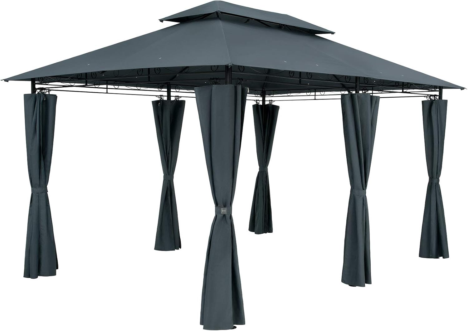 CASARIA® Pavillon Topas 3x4m Metall Wasserabweisend UV-Schutz 50+ mit Seitenteile Stabil Gartenpavillon Modern Anthrazit