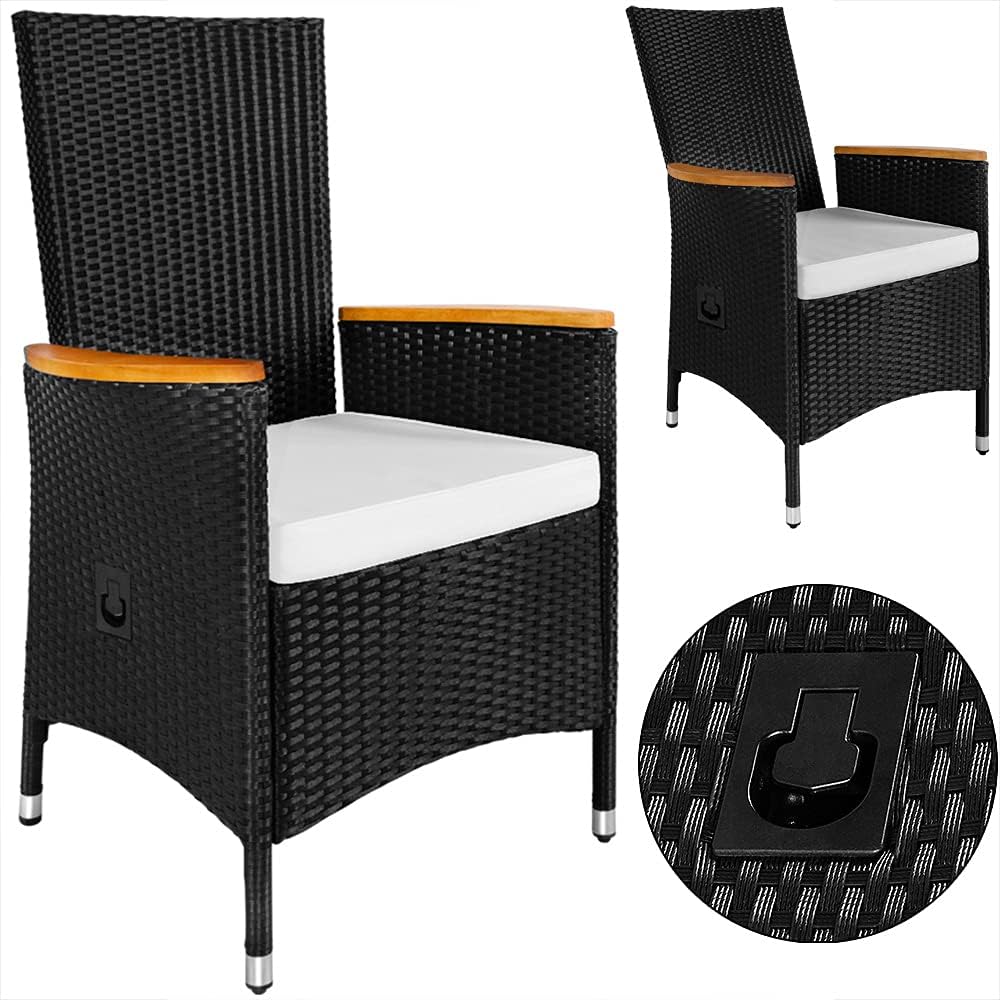 Casaria® Polyrattan Sitzgruppe Akazie 8 Stühle inkl. 7cm Auflagen Verstellbare Rückenlehne 190x90cm Gartentisch Wetterfest Sitzgarnitur Gartenmöbel Set — Ansicht 4