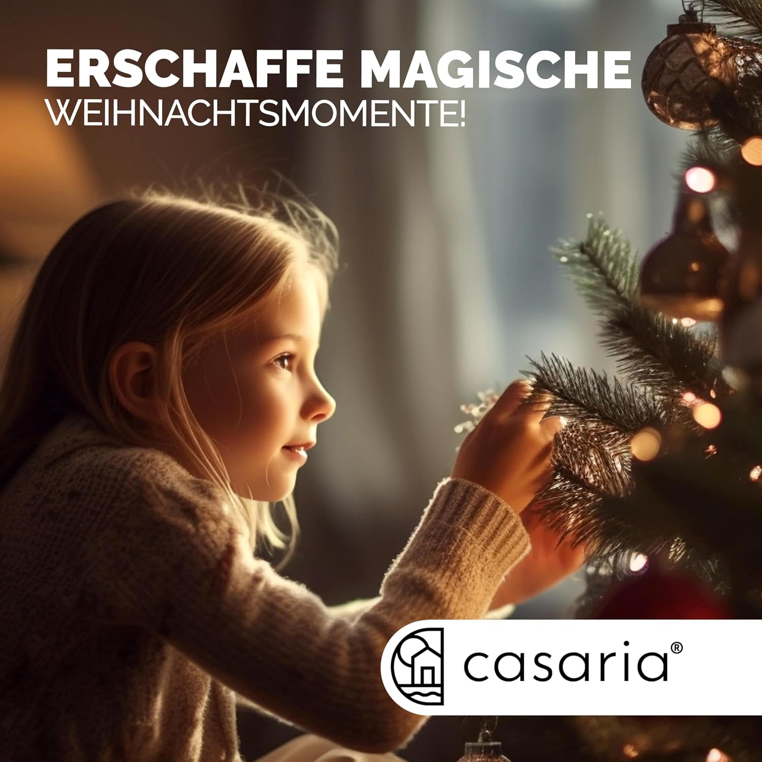 CASARIA® Premium Weihnachtsbaum künstlich M 140 cm mit Lichterkette naturgetreu viele Spitzen Stabiler Metallständer einfacher Aufbau Tannenbaum — Ansicht 3