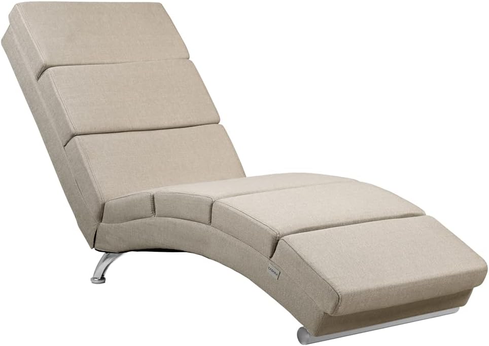 Casaria® Relaxliege XXL London 186x89x55cm Ergonomisch Stoff Gepolstert 180kg Belastbarkeit Wohnzimmer Büro Indoor Chaiselongue Relaxsessel Liege Beige