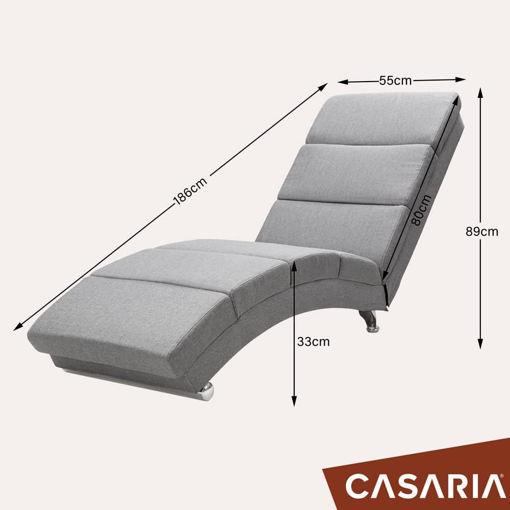 Casaria® Relaxliege XXL Massage Heizfunktion 186x89x55cm Ergonomisch Stoff Gepolstert 180kg Belastbarkeit Wohnzimmer Innen Chaiselongue Relaxsessel Grau — Ansicht 3