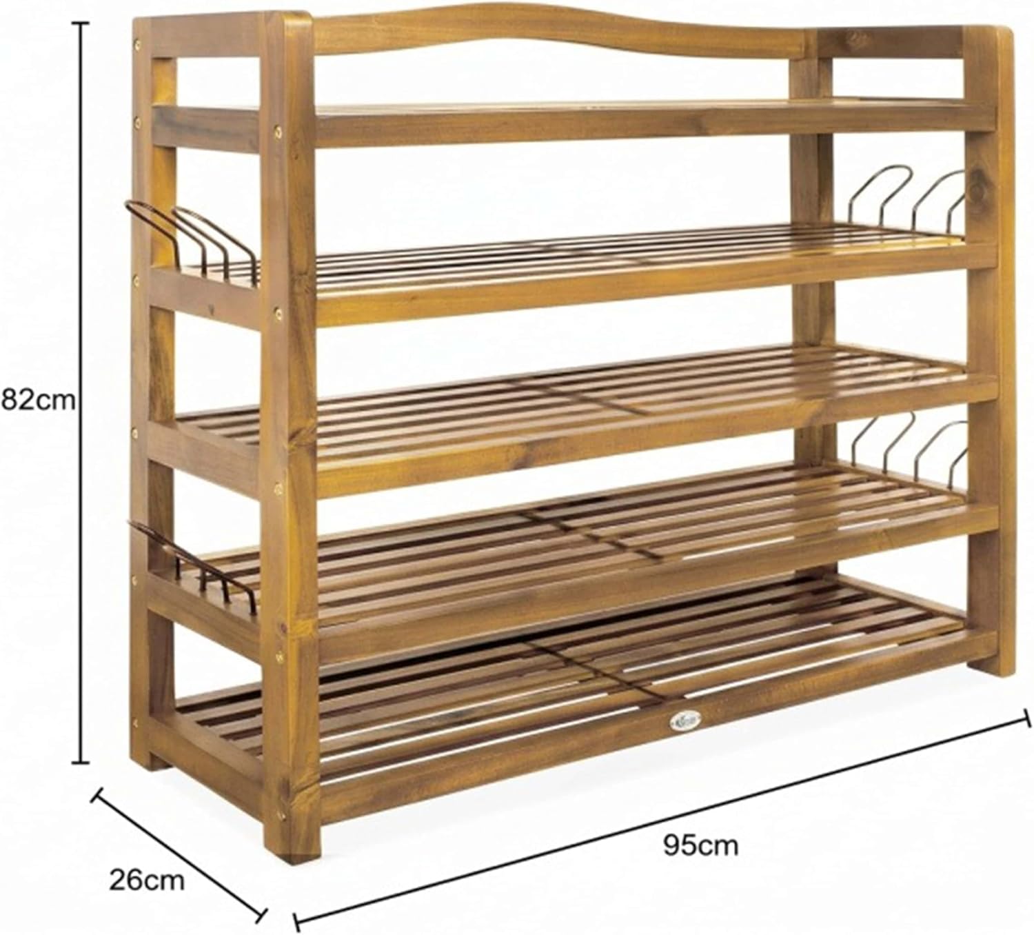 Casaria® Schuhregal mit 5 Ebenen 95x26x82cm FSC®-Zertifiziert Akazien Holz Massiv Bad Diele Flur Bad Schuhschrank Schuhaufbewahrung Schuhständer Braun — Ansicht 3