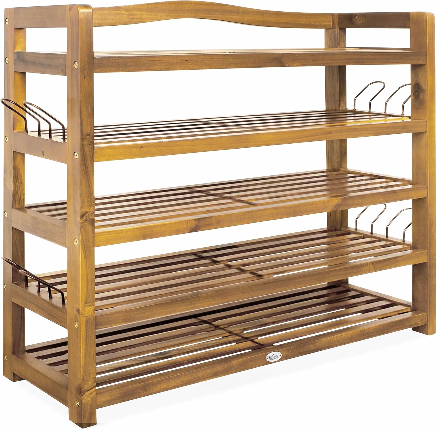 Casaria® Schuhregal mit 5 Ebenen 95x26x82cm FSC®-Zertifiziert Akazien Holz Massiv Bad Diele Flur Bad Schuhschrank Schuhaufbewahrung Schuhständer Braun