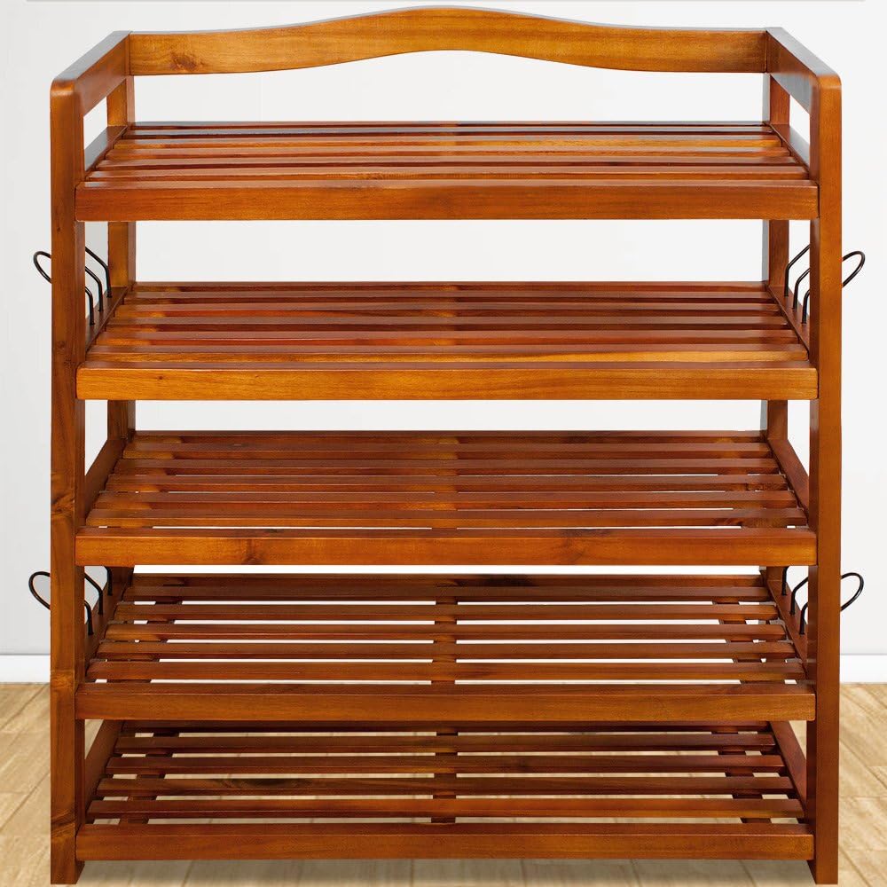 Casaria® Schuhregal Schmal 2er Set Holz FSC®-Zertifiziert 5 Ebenen 80x26x82cm Akazie Platzsparend Offen Flur Schuhschrank Schuhständer Schuhablage Regal — Ansicht 2