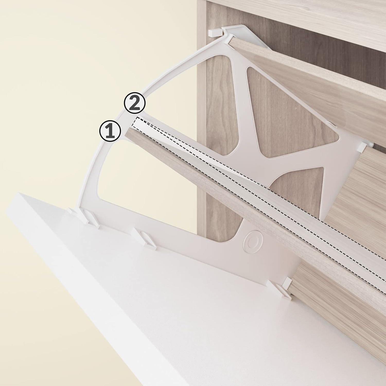 Casaria® Schuhschrank für 18 Paar Schuhe Schmal 115x60x25cm 3 Klappen Hoch Holz Geschlossen Kippsicherung Flur Diele Schuhkipper Schuhkommode Eiche Weiß — Ansicht 5