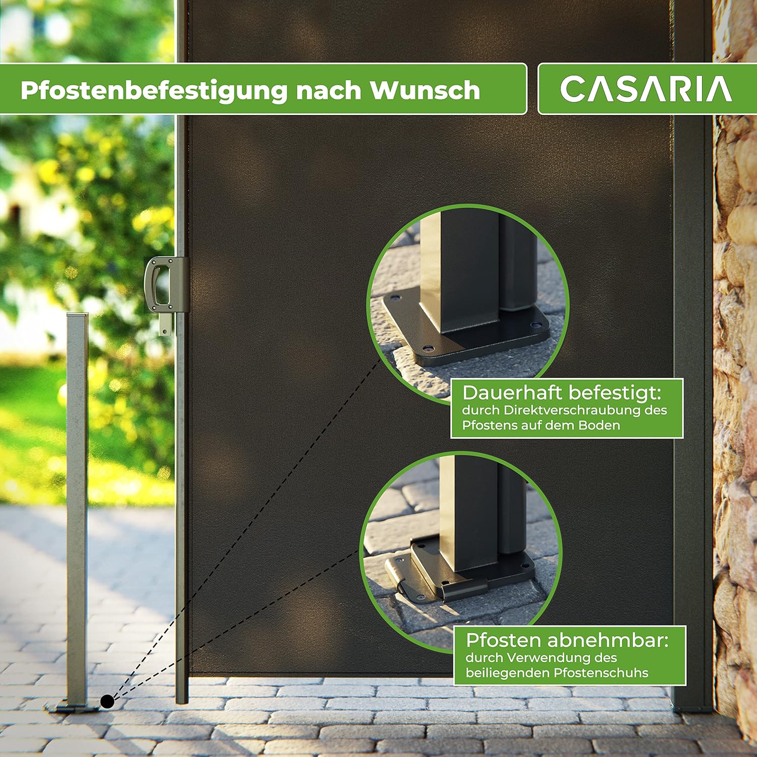 Casaria® Seitenmarkise Nosara 180x300cm Ausziehbar Blickdicht Sonnenschutz Markise Balkon Terrasse Garten Seitenrollo Sichtschutz Windschutz Anthrazit — Ansicht 2
