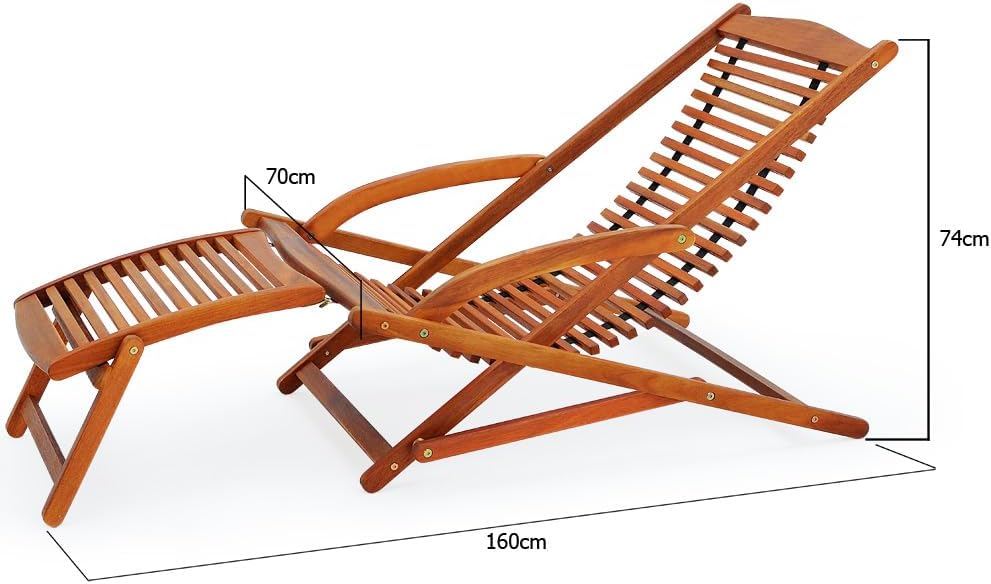 Casaria® Sonnenliege 2er Set Klappbar mit Fußstütze Kissen 2 Personen Wetterfest Holz Gartenliege 160x70 cm Akazie Garten Liegestuhl 160kg Belastbar Balkon — Ansicht 3