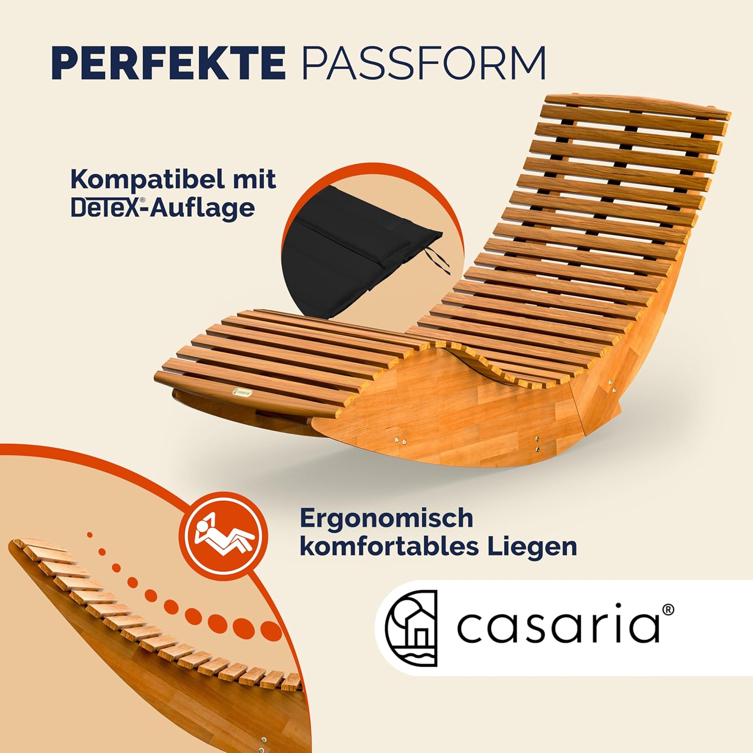 Casaria® Sonnenliege Klappbar Wetterfest Holz 160kg Belastbarkeit Pflegeleicht FSC®-Zertifiziert Akazie Garten Balkon Sauna Liege Holzliege Relaxliege 195x60cm — Ansicht 4