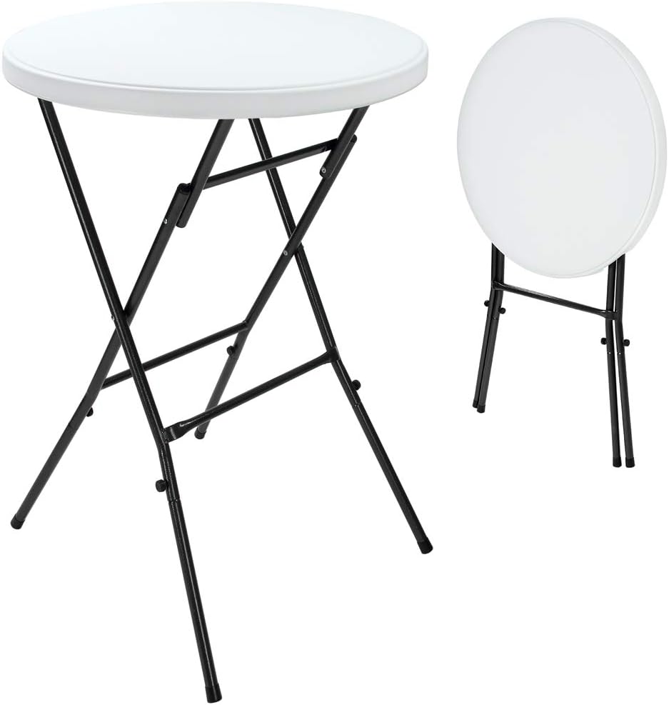 Casaria® Stehtisch 2er Set Klappbar Ø 72 cm Rund 110 cm Hoch Stabil Garten Wasserabweisend Metall Klapptisch Bistrotisch Partytisch Bar Biertisch Weiß