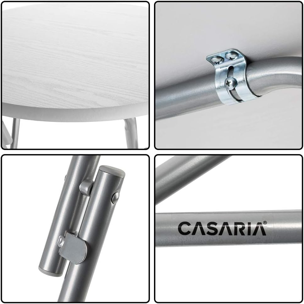 Casaria® Stehtisch 2er Set Klappbar Höhe 110cm Ø60cm Beistelltisch Klapptisch Bartisch Cocktail Holz Partytisch Rund Hochtisch Garten Gartentisch weiß — Ansicht 5