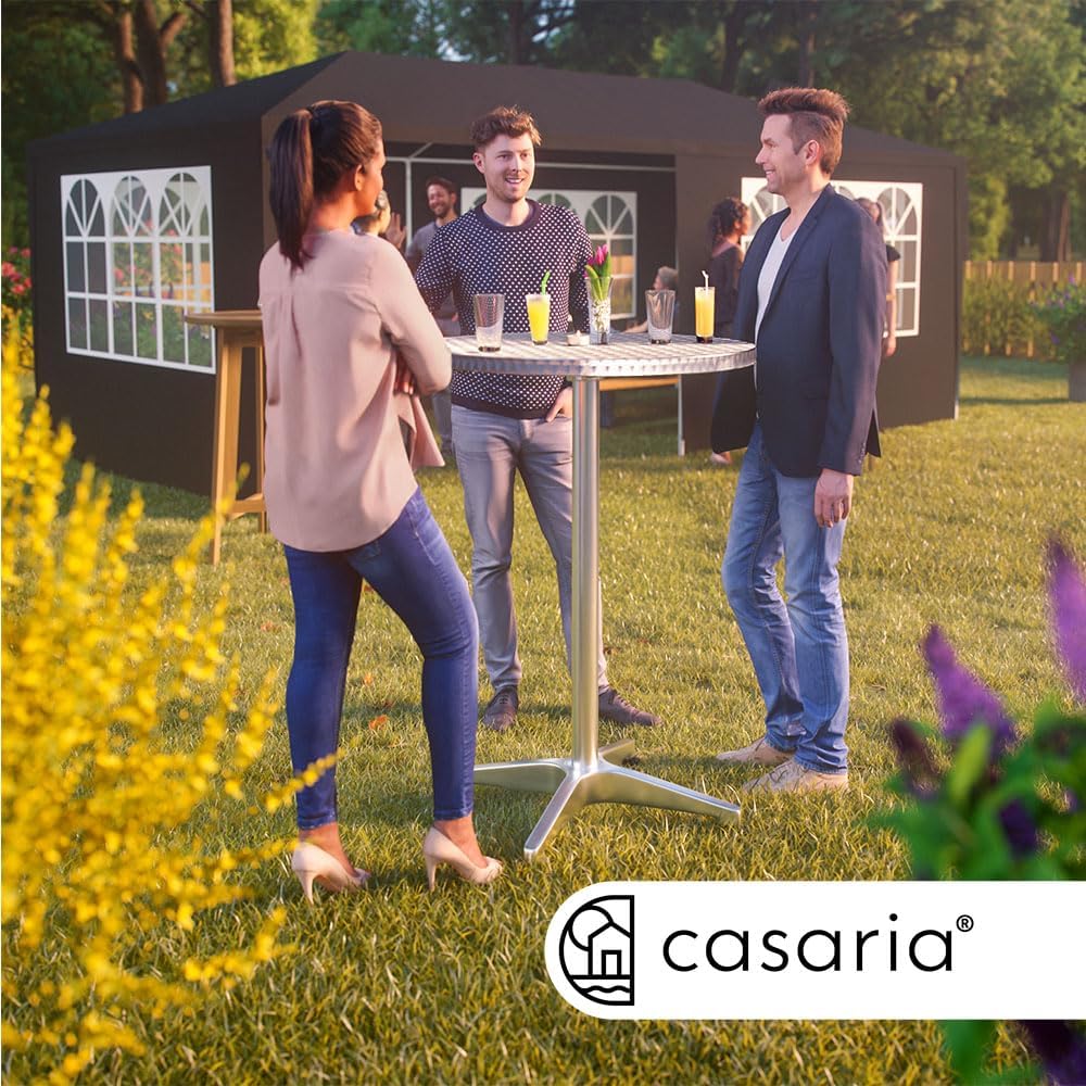 Casaria® Stehtisch 2er Set Klappbar Höhenverstellbar 70cm / 115cm Hoch Aluminium Rund Ø 60cm Wetterfest Outdoor Garten Bistrotisch Bartisch Partytisch — Ansicht 2