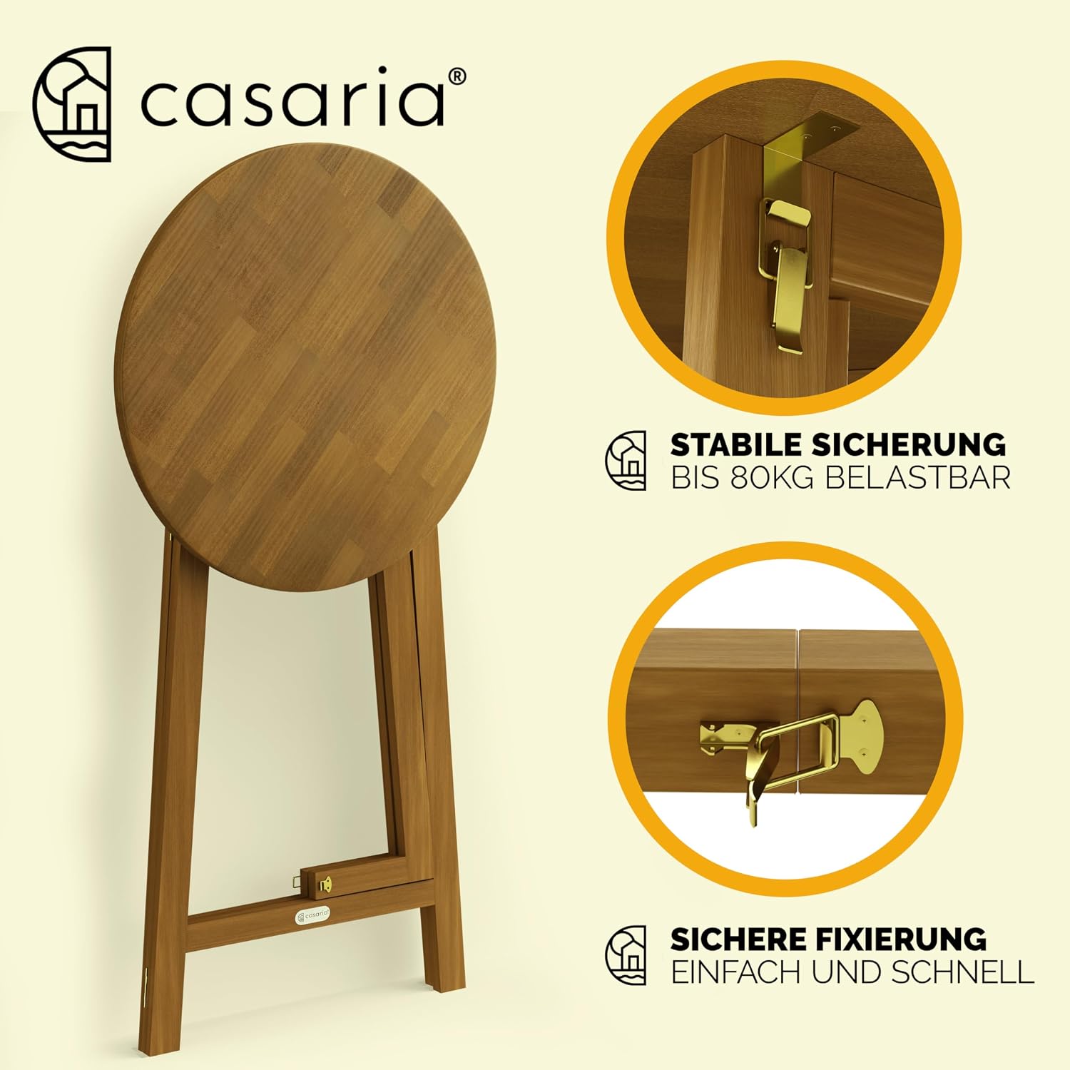 Casaria® Stehtisch Holz Klappbar 110cm Hoch 80 cm Rund Akazie Rustikal Indoor Outdoor Bistrotisch Biertisch Gartentisch Klapptisch Partytisch Bartisch — Ansicht 5