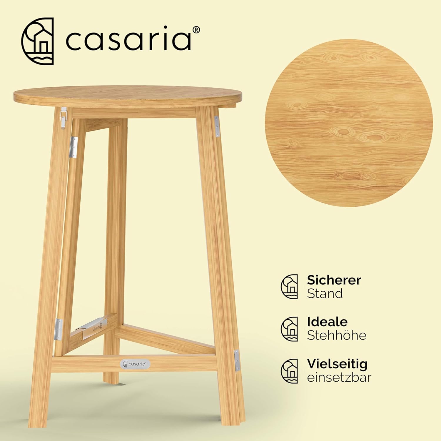 Casaria® Stehtisch Holz klappbar 78 cm rund aus Massivholz Bartisch 111 cm hoch Bistrotisch für Garten Balkon Terrasse Gastronomie Hochzeit Party — Ansicht 3