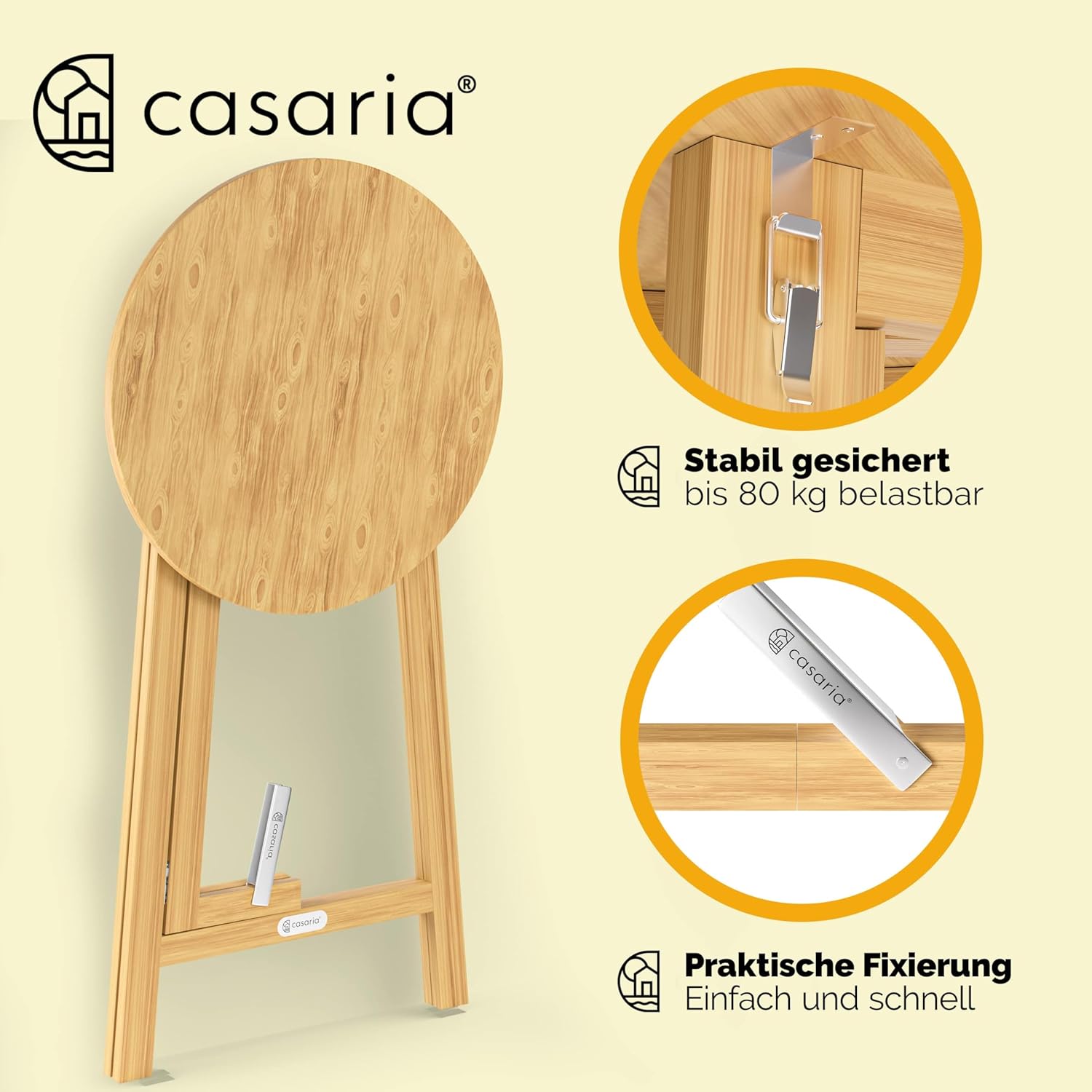 Casaria® Stehtisch Holz klappbar 78 cm rund aus Massivholz Bartisch 111 cm hoch Bistrotisch für Garten Balkon Terrasse Gastronomie Hochzeit Party — Ansicht 5