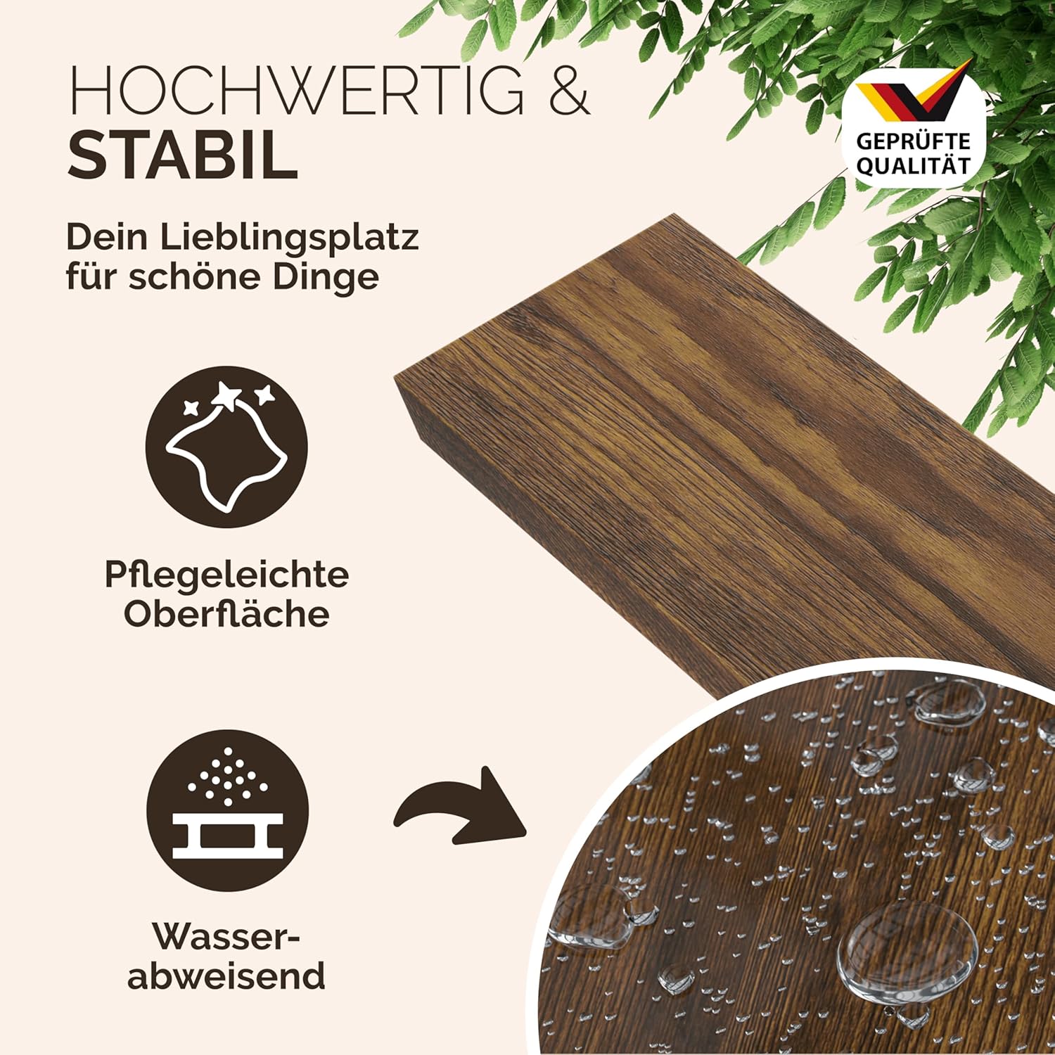 Casaria® Wandregal Holz Dunkle Eiche Regal mit Halterung 15kg Tragkraft Hängeregal Küche Wohnzimmer Flur Wand Schweberegal Bücherregal Regalbrett Schwebend 50cm — Ansicht 3
