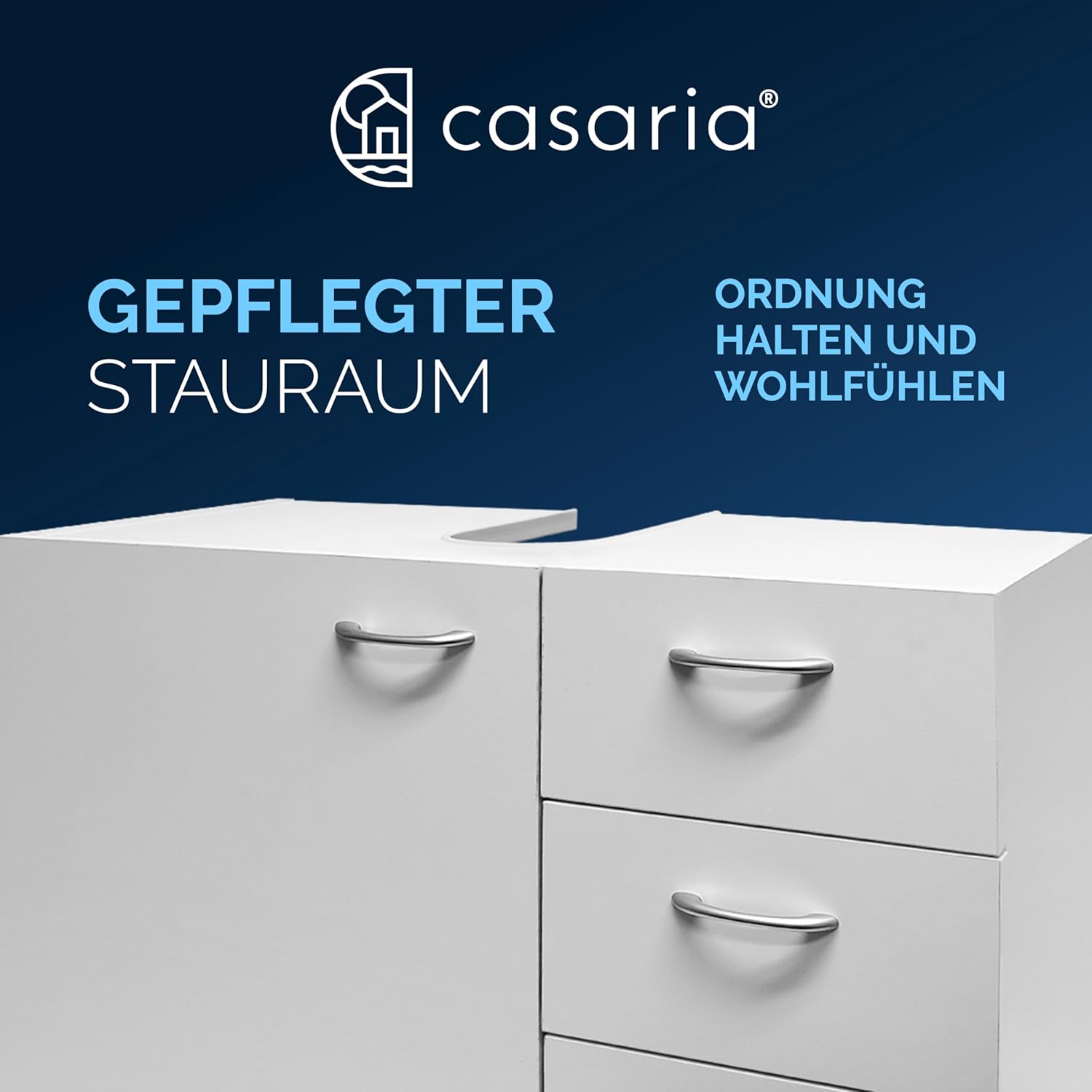 Casaria® Waschbeckenunterschrank mit 3 Schubladen Holz Weiß Waschbecken Unterschrank 63x30x54cm Bad Waschtischunterschrank Schmal Stehend Badezimmer — Ansicht 5