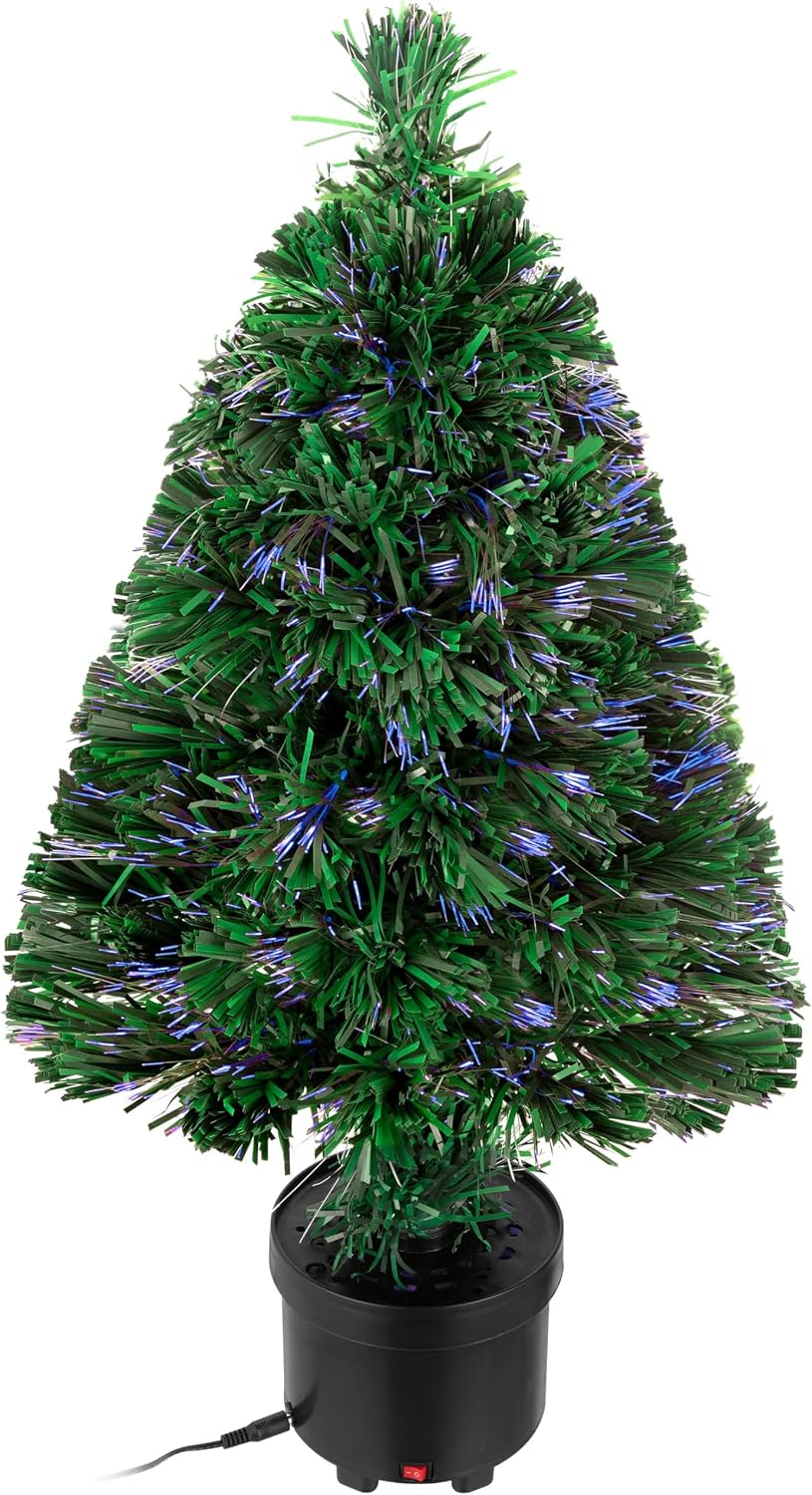 CASARIA® Weihnachtsbaum künstlich 66 cm Klein Tisch Topf Glasfaser mit Beleuchtung 9 Farben schwer entflammbar grün Tannenbaum Christbaum Weihnachten