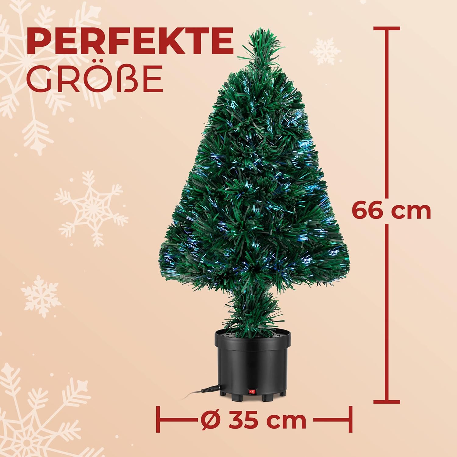 CASARIA® Weihnachtsbaum künstlich 66 cm Klein Tisch Topf Glasfaser mit Beleuchtung 9 Farben schwer entflammbar grün Tannenbaum Christbaum Weihnachten — Ansicht 4