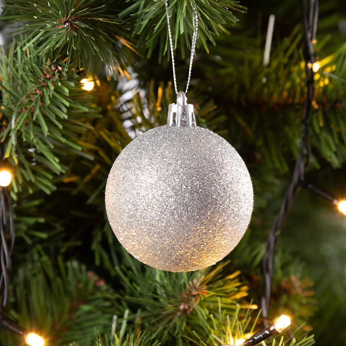 CASARIA® Weihnachtskugeln 48tlg Ø 6cm Kunststoff matt glänzend Christbaumkugeln Christbaumschmuck Anhänger Weihnachtsbaumkugeln Weihnachtsdeko Silber — Ansicht 4