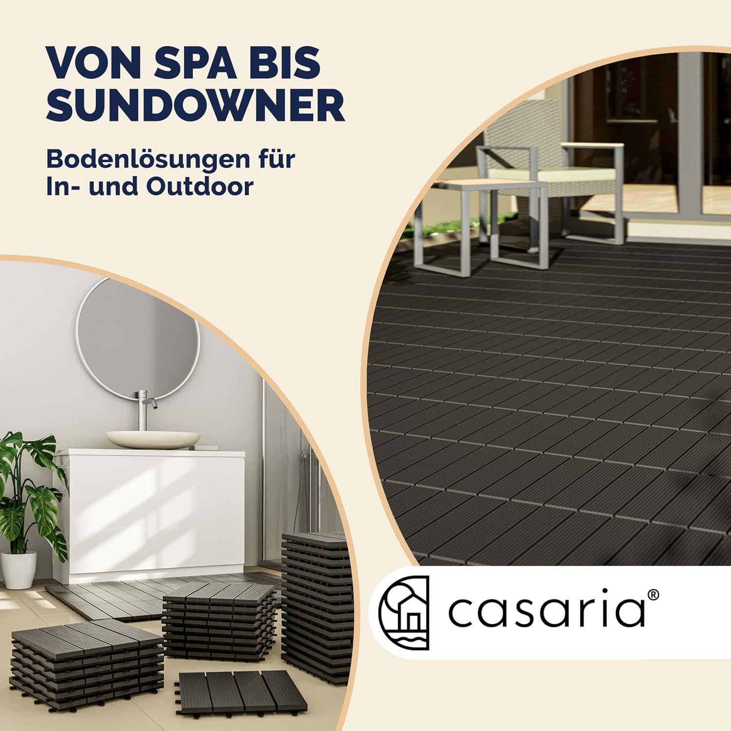 Casaria® WPC Fliesen 30x30 cm 11er Set 1m2 Stecksystem Drainage Zuschneidbar Terrasse Balkon Garten klick Klassik Anthrazit — Ansicht 6
